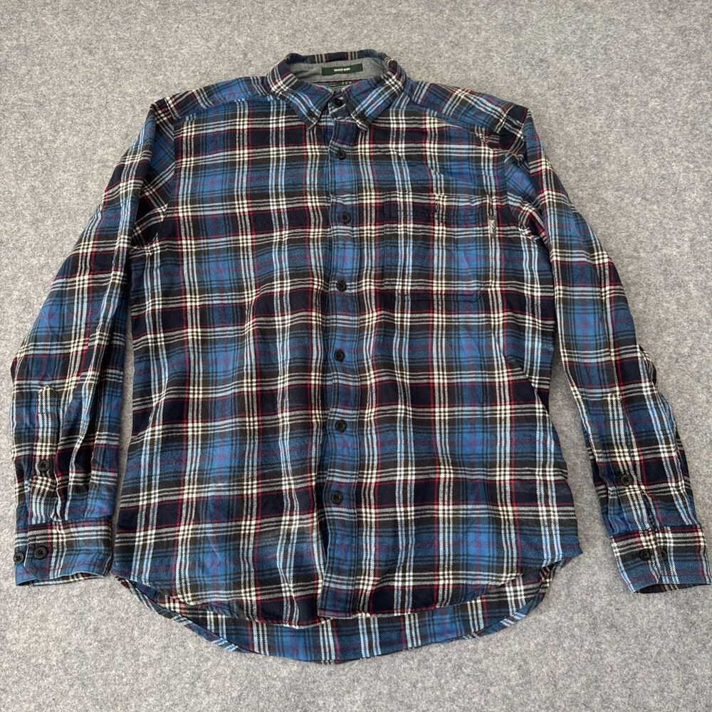 Woolrich Trout Run Mens Medium Blue Long Sleeve Button Down Flannel Shirt